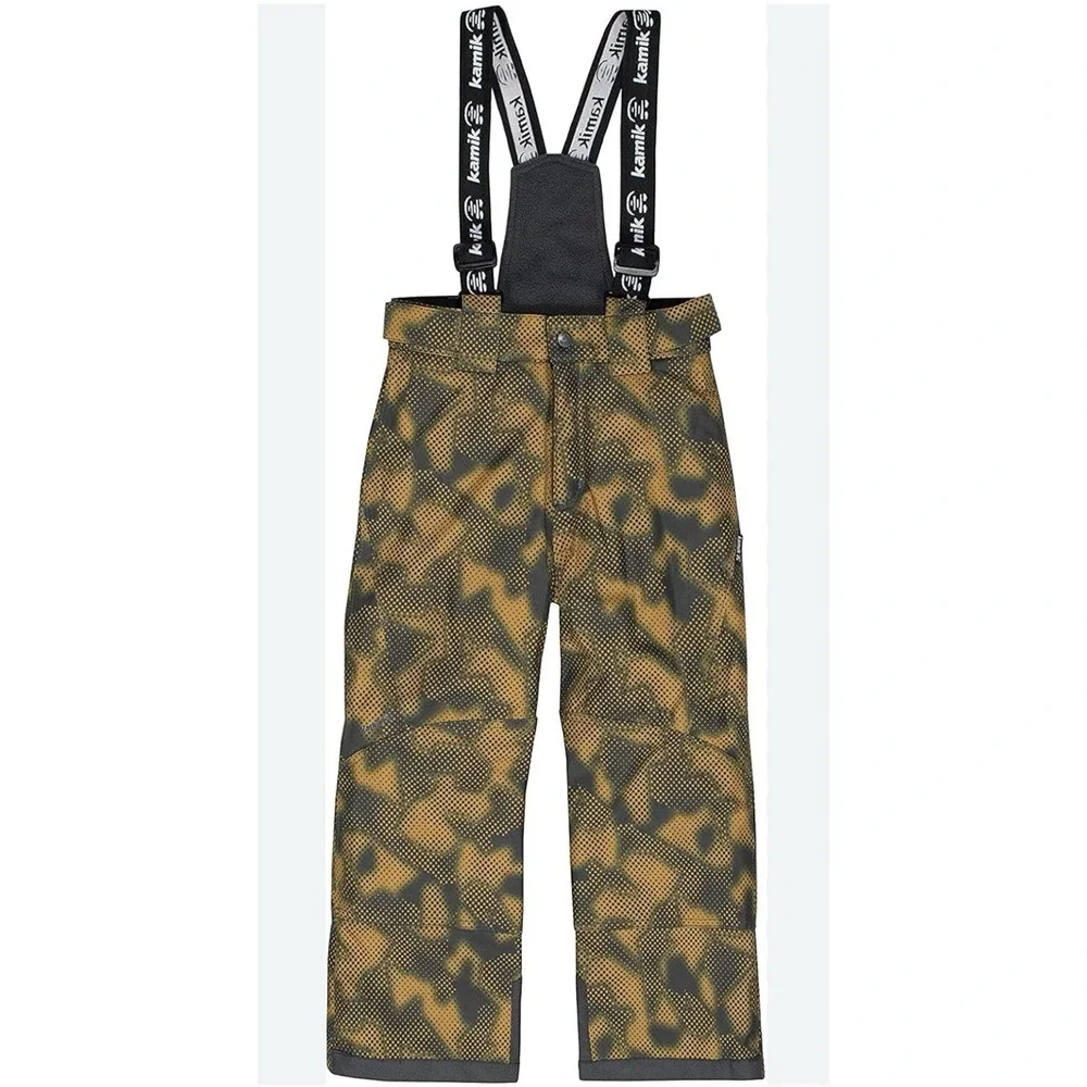 Kamik Boys'‎ Harper Bib Pants Size 14 Coal Camo Color